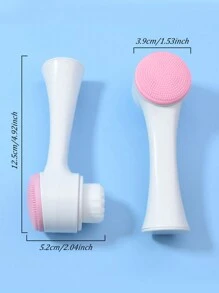 1 件二合一面部刷，手动手持清洁去角质刷，超柔软刷毛，可深层清洁毛孔，双面硅胶，用于护肤清洁磨砂