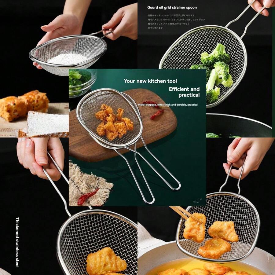 1pc Food Strainer Colander Stainless Steel Mesh Simple To Clean Anti Rust Smooth Surface Accessories Stainless Steel Mesh Noodle Strainer - Silver - View 1