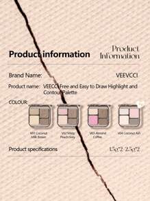 VEECCI 自由且易于绘制的高光和轮廓调色板 Misty Peach Grey - V03 Almond Coffee - 查看 10