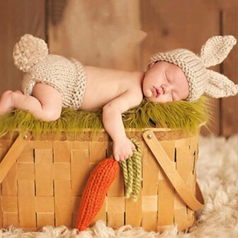 Nyfödd babykanindräkt fotograferingsrekvisita, söta outfits för spädbarn pojkar flickor fotografering babyshower påskpresenter saker för flickor/pojkar