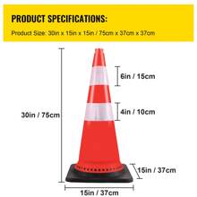 Safety Cones 5-20 Pcs PVC Orange Traffic Cones With Reflective Rings Orange Traffic Cones With Weighted Base And Hand Held Ring For Traffic Control Lane Road Parking Red - Cone 8 X 30 In. With Black Weighted Base - View 7