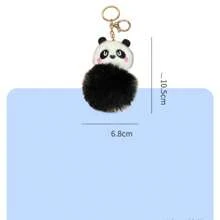 1 pieza Llavero/Adorno de panda de piel de mapache blanco y negro hecho a mano, decoración para el hogar, decoración de habitación, decoración de pared