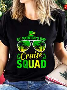 St Patrick's Day Cruise  2025 Funny Family Matching T-Shirt Women Summer Fashion Short Sleeved T-Shirt Tee Tops Printed O-Neck Casual T-Shirt Women's Clothing