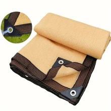 1 Set Sunshade Cloth With Ropes And Carabiners, Thick UV Protection Shade Net, Suitable For Plant/Floral Protection, Patio/Garden Shade Canopy, Sunshade Tarp, Yellow Heat Insulation Shade Cover - Beige - View 11