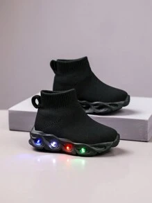 婴儿休闲柔软一脚蹬防滑 LED 多功能运动鞋，适合所有季节 - 黑色 - 查看 4