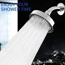 高压淋浴喷头，强力豪华浴室淋浴喷头，配有强力喷雾和小型硅胶喷嘴，通用型适用于高低水流淋浴，浴室配件家居浴室装饰秋季装饰 - 銀色 - 查看 6