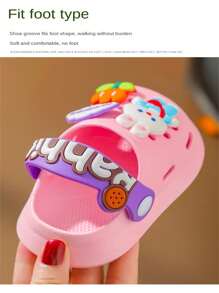 Kids Summer Lightweight Breathable Cartoon Pattern Sandals, Non-Slip Soft Bottom Slippers For Indoor/Outdoor Wear, Beach, Suitable For Toddler Girls/Boys - Pink - View 3