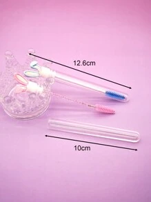 1 pieza/2 piezas Cepillo de pestañas con forma de oreja de conejo, cepillo de máscara de alta calidad, pincel de maquillaje portátil para viajes, color aleatorio - Multicolor - Ver 7
