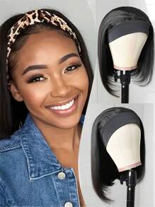 短款波波头带假发 巴西发假发 带发带 女士全机织直发波波头假发 发带波波头假发 女士短款直发波波头假发 带发带波波头假发 短款波波头带假发 直发假发 带发带 巴西机织短款波波头带假发