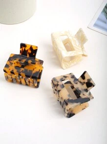 1pc Faux Tortoiseshell Square Hair Claw Clip, Elegant Updo Hairstyle Hair Claw Suitable For Everyday And Casual Wear - Multicolor - View 1
