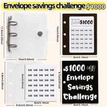1pc 150/300/500/1000 Savings Challenge Binder - Mini Budget Binder With Cash Envelopes And Inserts, Convenient For Saving Money,Boho Vibes
