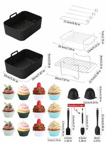 13 件 AF400UK 和 AF451UK 空气炸锅配件套装、硅胶内锅、可重复使用烤盘、烤架、蒸篮、硅胶垫、空气炸锅内锅、烘焙垫、耐高温硅胶蛋糕模具、厨房配件、烘焙工具、万圣节和圣诞派对礼物、家居装饰、厨房装饰、房间装饰、圣诞装饰、派对装饰、万圣节装饰、厨房用品、厨房用具、厨房工具、厨房用品。 - 黑色 - 查看 16