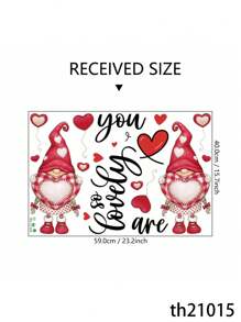 1 Set Valentine'S Day Wall Decals, Self-Adhesive Gnome Heart Stickers, For Anniversary Party, For Living Room, Bedroom, Entryway Wall Decor Gifts Birthday Graduation Personalised Stickers - Multicolor - View 3
