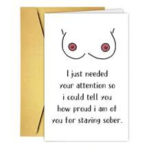 1PC Funny Sobriety Card, Sober Recovery Card, How Proud I Am Of You For Staying Sober Card, Envelope Included - 4-Color Envelope - Multicolor - View 16