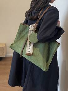 通勤大容量包包女2025新款秋冬复古麂皮单肩包流行百搭手提包 - 綠色 - 查看 1