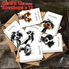 24-Pack Festive Holiday Greeting Cards With Envelopes - Watercolor Cute Animals Design For Christmas, New Year, Congratulations, Good Luck, Thank You