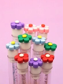 1/3/5/7pcs Multicolor 5-Petal Flower Cartoon Cute Test Tube Mascara Wands, Eyebrow Brush, Eyelash Brush, Makeup Brushes With Tube, Independent Packaging, Travel Makeup Tools - Multicolor - View 5