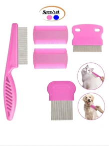 5pcs Double-Sided Pet Combs For Grooming Flea Ticks Ticks Dandruff Tear Stain Removal - Fine-Toothed Comb For Dogs And Cats - Keep Pets' Fur Healthy And Shiny Grooming Comb