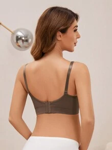 3 Pcs Nylon Maternity/Nursing Bras In Black, Burgundy, Nude Colors, Sexy Yet Comfortable, Seamless And Wire-Free, Front Clasp For Easy Feeding - Multicolor - View 4