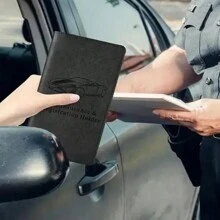 1pc Compact Black Faux Leather Car Document Holder, Designed For Storing ID Cards, Credit Cards, And Documents, Durable And Scratch-Resistant, Essential Car Interior Organizer - Car Driver's License Storage Bag - View 4