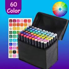 48pcs Alcoholic Marker Pens Set, Premium Quality, Dual-Tip Art Markers For Artists, Other Material, For Adult Coloring And Drawing, Applicable Age 14+