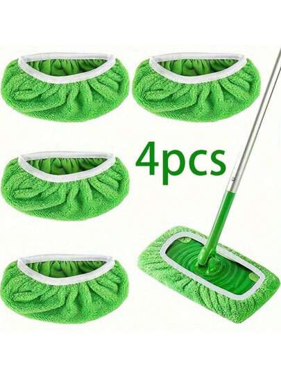 4pcs Washable Microfiber Mop Pads, Design For Wet Or Dry Floor Cleaning, Easy To Install, Essential Home Cleaning Supplies, Garden Tools