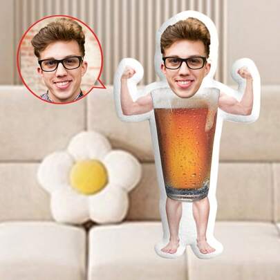Customized Beer Body Design Photo Plush Pillow, Personalized Facial Cushion, Polyester Knitted Fabric, Suitable As A Unique Gift For Christmas, Valentine's Day, And Birthdays,Multi-Functional,Reusable,Ornamental,Animal,Exquisite,Stylish,Soft,Adorable,Colorful,Cute,Funny,Custom,Personalized,Customized,Unique,Ideal Gifts For Her,Ideal Gifts For Him,For Anniversaries,For Birthdays,Season Picks,Toys & Games,Customized Fun Stuffed & Plush Collection,Machine Washable, Digital Printing