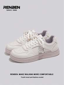 RENBEN 1 par de zapatillas deportivas de plataforma suave para mujer, nuevos zapatos casuales deportivos blancos únicos para otoño/invierno 2024