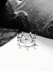 1 pieza Anillo de corona de plata de ley 925 único y simple, joyería fina como regalo para mujeres