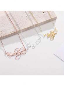 Customized Stainless Steel Necklace, Fashion Personalized Name Necklace, Heart-Shaped Name Necklace, Elegant Stainless Steel Nameplate Pendant Necklace, Daily Accessories Jewelry, Suitable For Valentine's Day, Mother's Day Gifts - English Only, Groomsmen Gifts, Wedding Items, Bridesmaid Gifts