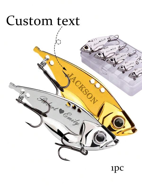 Customized Text Lure Kit, Personalized Bass Lure, Customized Name Fishing Gear, Customizable Birthday Gifts, Freshwater Lure, Surface Bass Lure, Saltwater Lure, Surface Lure, Men's Fishing Supplies, Fishing Tackle, Gold/Silver, Men, Boyfriend, Husband, Father, Colleague, Family,Personal Items