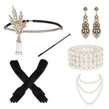 1920s European And American Retro Headband, Earrings, Bracelet, Necklace, Gloves Combination Set For Women, Party, Ball, Cocktail, Holiday Party Dress Accessories