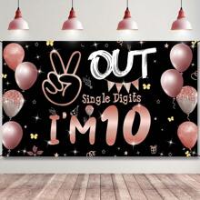 10th Birthday Party Banner, Reusable Double Digit Background Cloth, 10th Anniversary Birthday Decor, Photo Booth Prop Room Decoration, Suitable For Celebration Events - 1 - View 2
