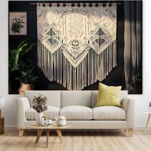 1 Pc Bohemian Style Lace Tapestry, Polyester Fiber Boho Wall Hanging Backdrop Banner, Indoor Outdoor Party Decor, Suitable For Celebration And Birthday Anniversary, Bohemian Style Decoration - Multicolor - View 3