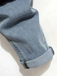 Men's Fashionable Casual Washed Stretch Slim Fit Jeans - Blue - View 6