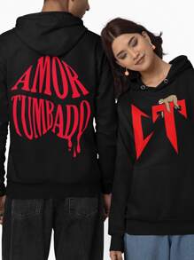 Black Sweatshirt Corridos Tumbados Printed On Front And Back CT Amor Tumbado
