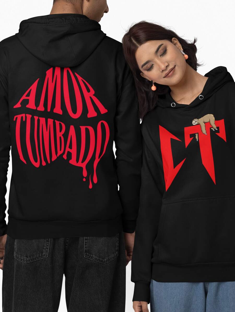 Black Sweatshirt Corridos Tumbados Printed On Front And Back CT Amor Tumbado