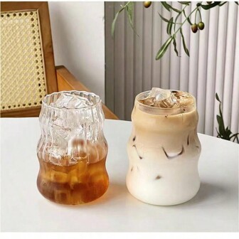 HVK 1pc Cloud Shaped Straw-Less Glass Cup, High Borosilicate Glass Milk Tea Cup With Threads, And Aesthetic For Home Use