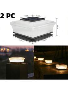 1pc/2pcs Outdoor Solar Powered Column Lamp, Modern Minimalist Waterproof Garden Fence Lighting, Exterior Villa Balustrade Wall Lamp, New Design - Multicolor - View 13