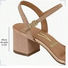 Vizzano Women's Sandals With Thick Block Heel Comfort Glitter Rhinestone Shine - Rose Gold Glitter - View 2