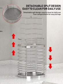 1pc Stainless Steel Chopstick Holder, Draining Rack, Multi-Function Kitchen Utensil Storage Organizer With Drainage, Suitable For Home And Restaurant Use - Multicolor - View 9