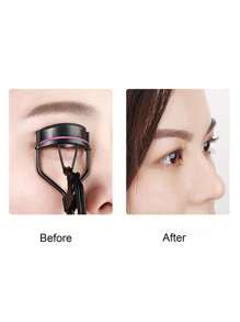 1pc Red & Black Dual-Color Eyelash Curler With 4pcs/8pcs Silicone Refill Pads, Natural Curling Eyelash Shaper Makeup Tool - Black - View 4