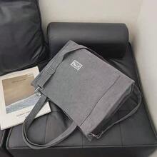 Women's Large Corduroy Zipper Shoulder Bag - 深灰色 - 查看 1