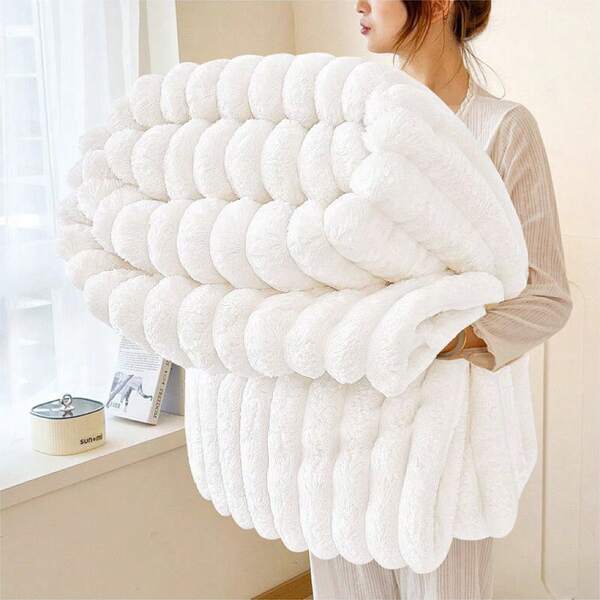 Extra-Large Blanket 108in*90in*90in Thick Blanket Soft And Comfortable Warm 3D Rabbit Hair Double-Sided Blanket Warm Velvet Blanket Nap Blanket Air Conditioning Blanket Office Outdoor Camping Gift Blanket Bedroom Guest Room Living Room Student Dormitory Car Sofa Travel, Versatile Blanket For All Seasons, Full Coverage Of Christmas Gifts