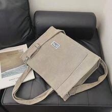 Women's Large Corduroy Zipper Shoulder Bag - 卡其色 - 查看 1