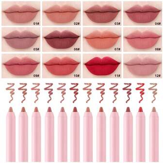 Dragon Ranee Matte Lip Liner Pencil, Long-Lasting Waterproof Sweat-Resistant, Easy To Color, Non-Fading Lip Liner Pencil In Nude, Brown, Red Colors, Essential For Beginners