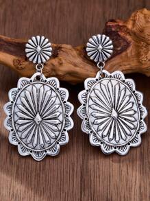 MONLOTTI 4 pièces/set Boucles d'oreilles pendantes rétro western, style cowboy avec motif géométrique et texture totémique, style bohème exagéré créatif, ensemble de bijoux pour femmes, cadeau de fête des mères