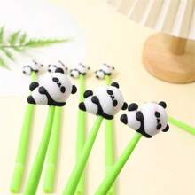 6pcs Cute Panda Wiggle Ballpoint Pens, Creative Stationery Soft Gel Ink Pen, High Aesthetic Office Writing Supplies