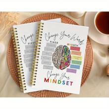 Mindset Matters Spiral Notebook - 1pc, 50 College Ruled Pages, Mental Health Journal For Women, Positive Affirmations, Self-Improvement, Work Notes, Journaling, Mental Health Awareness Gift-14*21cm/ 5.5x8.3in Spiral Notebook- 50 Sheets 100 Pages-A Diary With The Weekday Signs , Weather Signs,Memo No.And Date Signs,School Supplies,Back To School