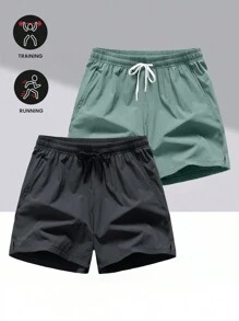 2 Paar Herren Lässig Sport Shorts, Frühling/Sommer leichte schnelltrocknende elastische atmungsaktive Shorts für Laufen, Fitness, Basketball